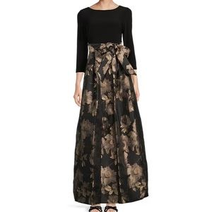 Jessica Howard Floral Print Metallic Jacquard Dress